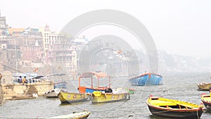 View of the holy city of Varanasi from the ghats.