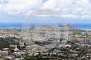View of Honolulu city and Diamond Head from Tantalus lookout, Oahu