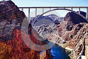 View of Hoover Dam and infrastructure photo