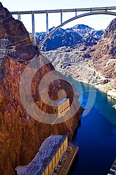View of Hoover Dam and infrastructure photo