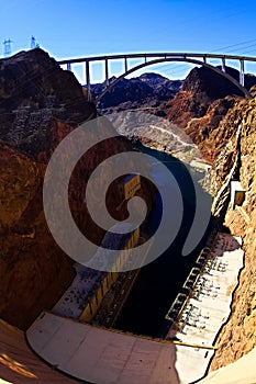 View of Hoover Dam and infrastructure photo