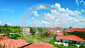 View of the hospital from a three-story building, Jeneponto district, Indonesia photo