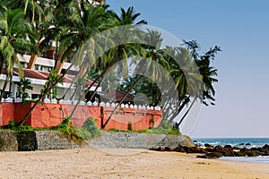 view of the hotel on the beach, Goa, India