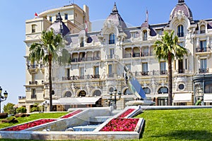 View of Hotel De Paris Montmartre near casino of Monte-Carlo in principality of Monaco,