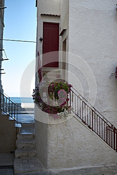 View of an house entrance in Monopoli city center