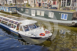 View on houseboats, Amsterdam, the Netherlands