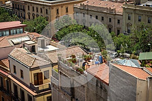 View at houses of Cagliari, Sardinia from above