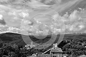 View of the houses and the church from the castle tower of the city of Massa Maritima