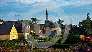 View of houses and church of Grez-Neuville