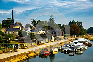 View of houses and church of Grez-Neuville