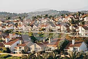 View of houses and hills from Hilltop Park in Dana Point, Orange County, California