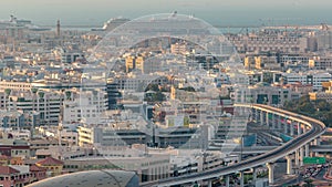 View of houses in luxury Dubai city, United Arab Emirates Timelapse Aerial