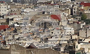 View of houses of the Medina of Fez in Morocco,