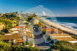 View of houses and the Pacific Ocean