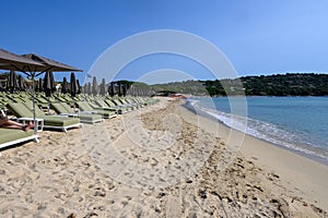 View on houses and San Lorenzo beach in Gijon, Asturias, Spain