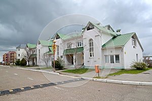 View of a housing estate in `The city of chess` City Chess. Elista, Kalmykia