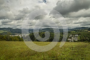 View for housing estate in cloudy day in Povazska Bystrica Slovakia 10 08 2023