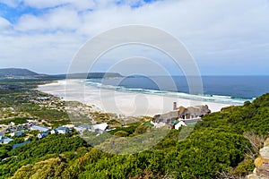 View of Hout Bay Beach, Cape Town, South Africa.