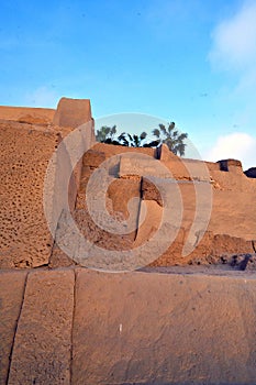 Huaca archeological site in San Miguel disctrict. Ancient pre-inca ruins photo