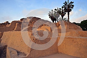 Huaca archeological site in San Miguel disctrict. Ancient pre-inca ruins photo