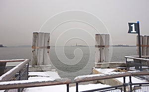 View of the Hudson River and the Statue of Liberty from Battery Park, Manhattan