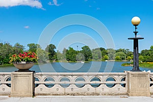 View of the Humboldt Park Lagoon in Chicago