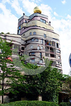 The view of Hundertwasser house in Darmstadt