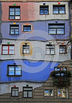 The view of Hundertwasser house in Vienna