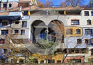 The view of hundertwasser museum in Vienna