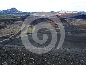 View from Hverfjall Volcano Crater on Iceland