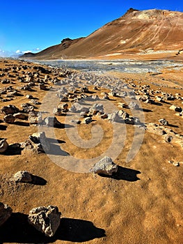 The view of Hverir boiling mud and sulph photo