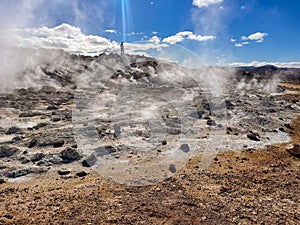 The view of Hverir boiling mud and sulph photo