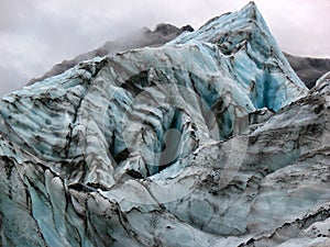 View of an ice peak on Fox Glacier, New Zealand