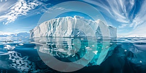 View of an iceberg, above and below the water - AI Generated