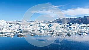 View of icebergs in glacier lagoon, Iceland