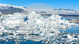 View of icebergs in glacier lagoon, Iceland