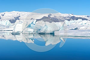 View of icebergs in glacier lagoon, Iceland