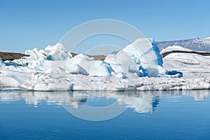 view of icebergs in glacier lagoon, Iceland, global warming concept