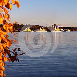 Autumn sun over the icebreakers in LuleÃÂ¥