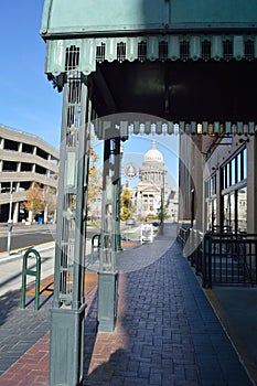 Idaho Capitol Building through art deco awning Boise Street Photography