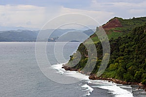 View of the idyllic Indonesian coast of Java Island