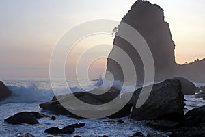 View of the idyllic Indonesian coast of Java Island