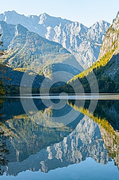 view of idyllic Obersee, Berchtesgaden National Park, Bavaria