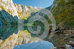 view of idyllic Obersee, Berchtesgaden National Park, Bavaria