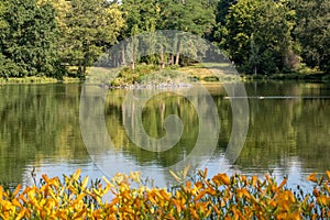 View of an idyllic park landscape in Leipzig,Germany