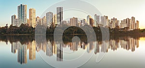 View of IgapÃÂ³ Lake at sunset in the city of Londrina, Brazil. photo