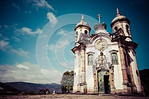 View of the Igreja de Sao Francisco de Assis of the unesco world heritage city of ouro preto in minas gerais brazil photo