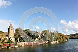 View of Ile Barbe and Saone river in Lyon photo