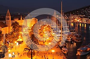 View on Illuminated Trogir in the Night, Croatia