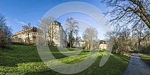 View from the Ilm park in weimar to green castle and Anna Amalia